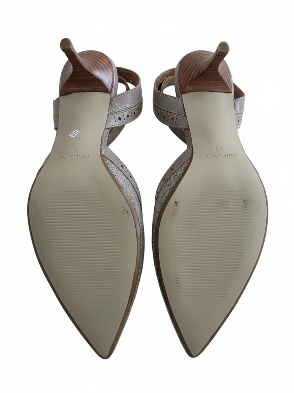 Women's Taupe Ankle-Strap Pointed Toe Heels NWOT - Picture 3 of 4